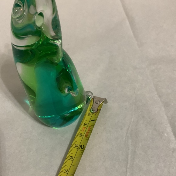 Vintage Hand blown green, blue and clear crystal glass penguin unsigned - Picture 6 of 7